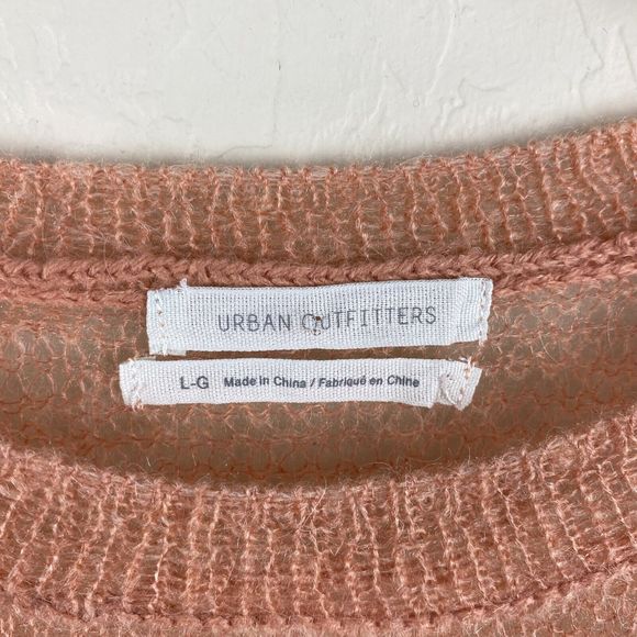 Urban Outfitters Wool Blend Fine Open Knit Sweater Peach Orange Size L Boho - Picture 5 of 8